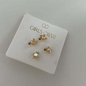 Girls Crew Stud Earring Set 18K gold plated - NWT